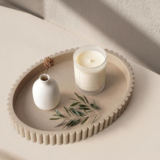 Beige Oval Resin Tray | Decorative Catchall